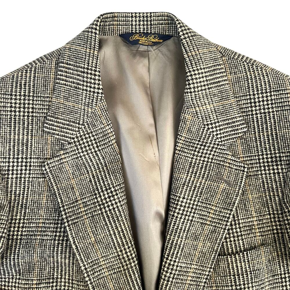 Brooks Brothers 100% Camel Hair Blazer 39R Glen Plaid Brown Beige USA Made